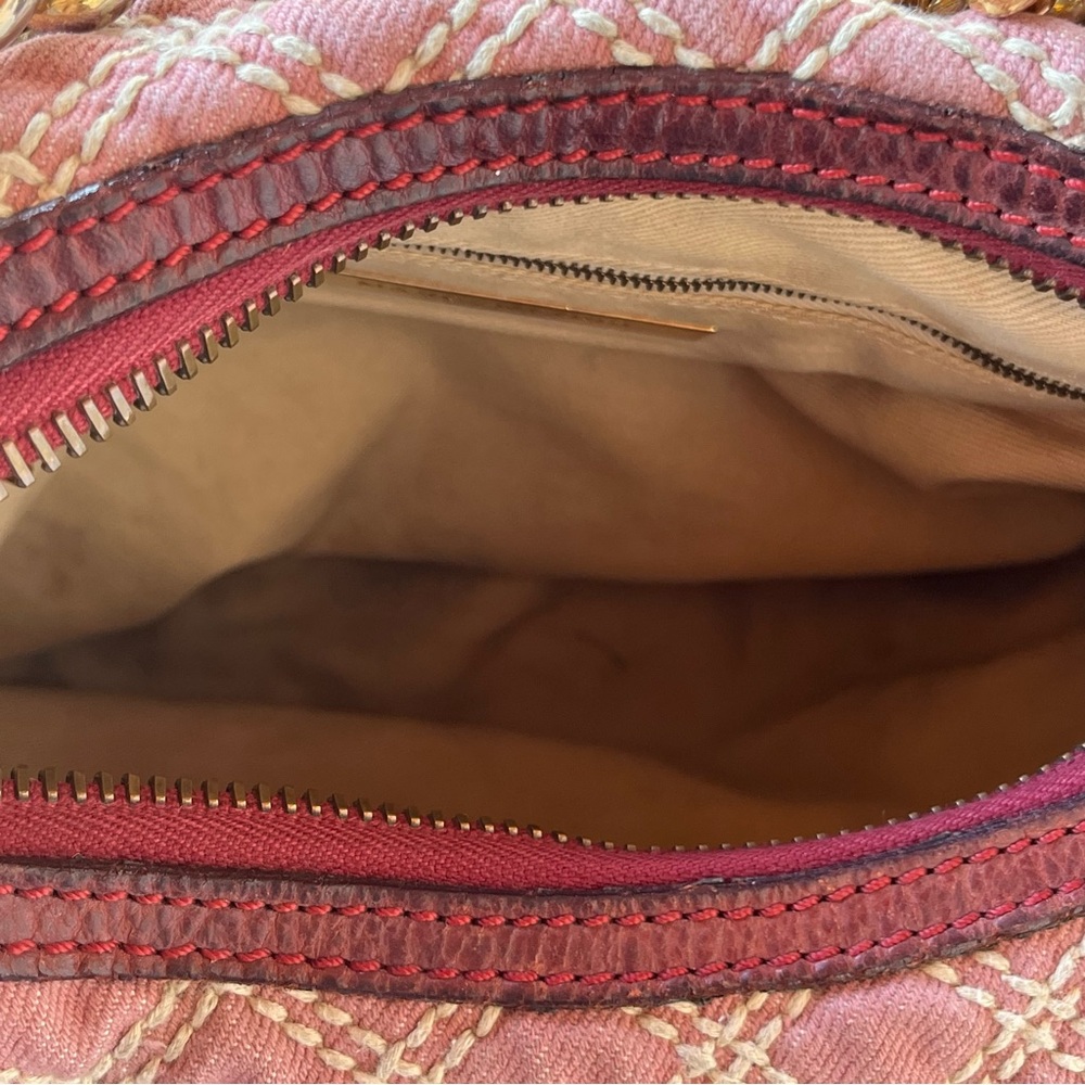 MARC JACOBS Banana Pink Denim Quilted Gold Chain Hobo Bag - Picture 14 of 15